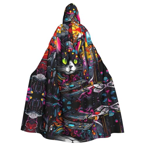 WHJWZY Halloween-Kapuzenumhang mit Punk-Katzen-Druck, für Damen und Herren, für Partys, Abschlussbälle WHJWZY Halloween-Kapuzenumhang mit Punk-Katzen-Druck, für Damen und Herren, für Partys, Abschlussbälle von WHJWZY