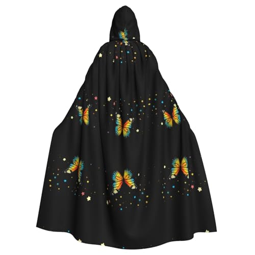 WHJWZY Halloween-Kapuzenumhang mit Schmetterlingen in den Sternen, bedruckt für Damen und Herren, für Partys, Abschlussbälle WHJWZY Halloween-Kapuzenumhang mit Schmetterlingen in den Sternen, bedruckt für Damen und Herren, für Partys, Abschlussbälle von WHJWZY