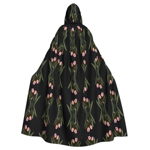 WHJWZY Halloween-Kapuzenumhang mit Tulpenblumen-Motiv, für Damen und Herren, für Partys, Abschlussbälle WHJWZY Halloween-Kapuzenumhang mit Tulpenblumen-Motiv, für Damen und Herren, für Partys, Abschlussbälle von WHJWZY