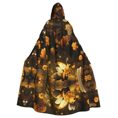 WHJWZY Halloween-Kapuzenumhang mit gelbem Blumenmuster, für Damen und Herren, für Partys, Abschlussbälle WHJWZY Halloween-Kapuzenumhang mit gelbem Blumenmuster, für Damen und Herren, für Partys, Abschlussbälle von WHJWZY