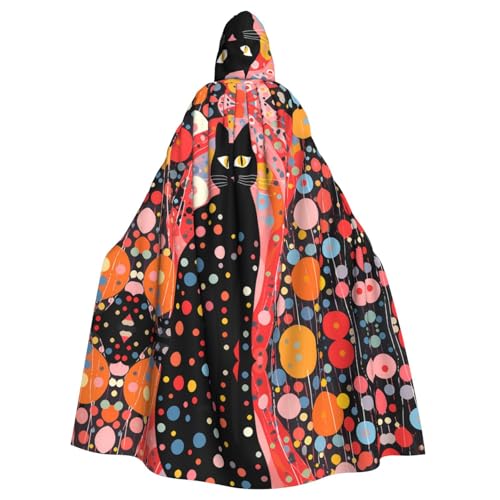 WHJWZY Halloween-Kapuzenumhang mit gepunktetem Katzendruck, für Damen und Herren, für Partys, Abschlussbälle WHJWZY Halloween-Kapuzenumhang mit gepunktetem Katzendruck, für Damen und Herren, für Partys, Abschlussbälle von WHJWZY