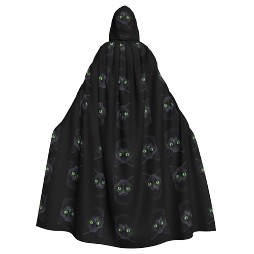 WHJWZY Halloween-Kapuzenumhang mit grünäugigem Kätzchen-Druck, für Damen und Herren, für Partys, Abschlussbälle WHJWZY Halloween-Kapuzenumhang mit grünäugigem Kätzchen-Druck, für Damen und Herren, für Partys, Abschlussbälle von WHJWZY