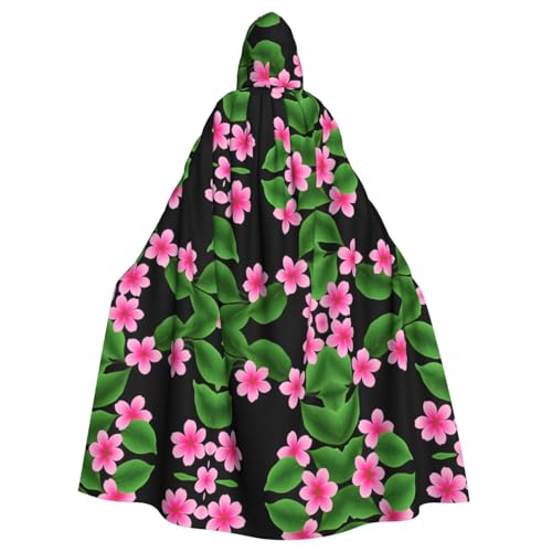WHJWZY Halloween-Kapuzenumhang mit grünen Blättern und kleinen rosa Blumen, bedruckt für Damen und Herren, für Partys, Abschlussbälle WHJWZY Halloween-Kapuzenumhang mit grünen Blättern und kleinen rosa Blumen, bedruckt für Damen und Herren, für Partys, Abschlussbälle von WHJWZY