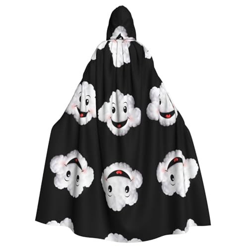 WHJWZY Halloween-Kapuzenumhang mit lächelnden weißen Wolken für Damen und Herren, für Partys, Abschlussbälle WHJWZY Halloween-Kapuzenumhang mit lächelnden weißen Wolken für Damen und Herren, für Partys, Abschlussbälle von WHJWZY