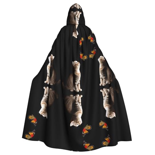 WHJWZY Halloween-Kapuzenumhang mit neugierigem Kätzchen-Druck, für Damen und Herren, für Partys, Abschlussbälle WHJWZY Halloween-Kapuzenumhang mit neugierigem Kätzchen-Druck, für Damen und Herren, für Partys, Abschlussbälle von WHJWZY