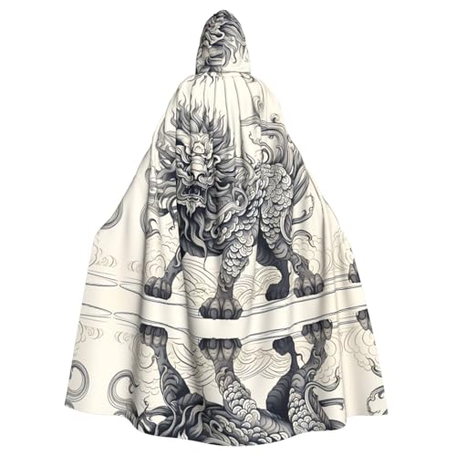 WHJWZY Kirin Line Drawing Printed aldult Halloween Hooded Cloak for men and womenused for parties prom WHJWZY Kirin Line Drawing Printed aldult Halloween Hooded Cloak for men and womenused for parties prom von WHJWZY