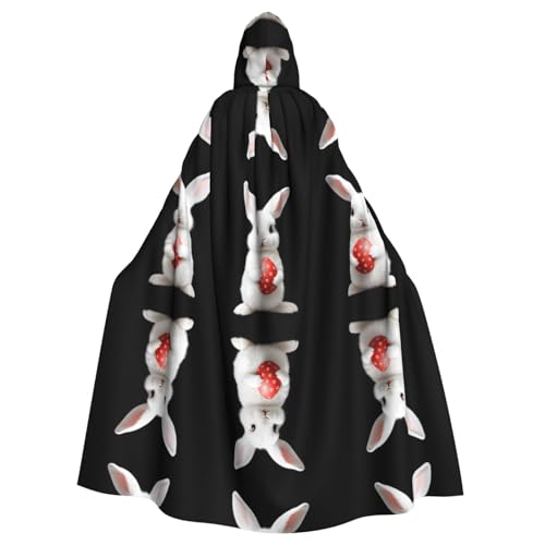 WHJWZY Kleines weißes Kaninchen mit Osterei-Druck, Aldult Halloween-Kapuzenumhang für Männer und Frauen, für Partys, Abschlussbälle WHJWZY Kleines weißes Kaninchen mit Osterei-Druck, Aldult Halloween-Kapuzenumhang für Männer und Frauen, für Partys, Abschlussbälle von WHJWZY