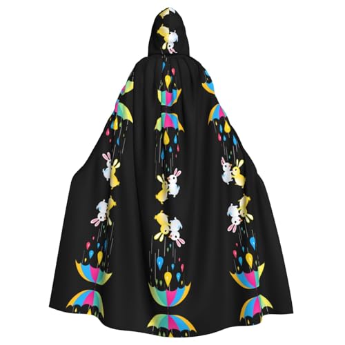 WHJWZY Kleines weißes Kaninchen unter einem Regenschirm, bedruckt mit Halloween-Kapuzenumhang für Männer und Frauen, für Partys, Abschlussbälle WHJWZY Kleines weißes Kaninchen unter einem Regenschirm, bedruckt mit Halloween-Kapuzenumhang für Männer und Frauen, für Partys, Abschlussbälle von WHJWZY