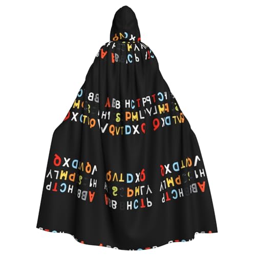 WHJWZY Komplette Sammlung von Buchstaben, bedruckter Halloween-Kapuzenumhang für Männer und Frauen, für Partys, Abschlussbälle WHJWZY Komplette Sammlung von Buchstaben, bedruckter Halloween-Kapuzenumhang für Männer und Frauen, für Partys, Abschlussbälle von WHJWZY