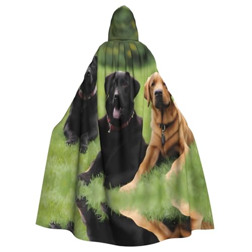 WHJWZY Labrador Retriever Hunde-Umhang mit Kapuze, bedruckt, Aldult, Halloween-Kapuzenumhang für Männer und Frauen, für Partys, Abschlussbälle von WHJWZY