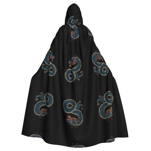 WHJWZY Marineblauer Drachen-bedruckter Halloween-Kapuzenumhang für Männer und Frauen, für Partys, Abschlussbälle WHJWZY Marineblauer Drachen-bedruckter Halloween-Kapuzenumhang für Männer und Frauen, für Partys, Abschlussbälle von WHJWZY