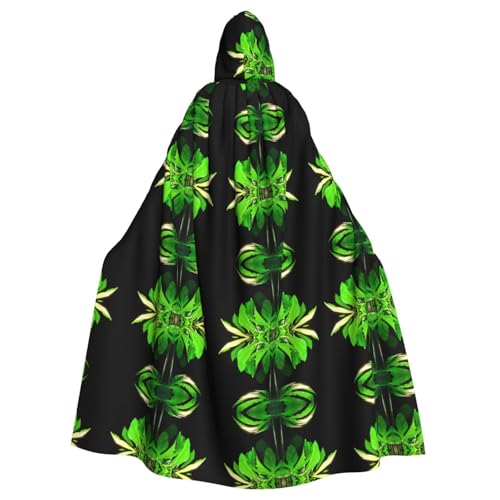 WHJWZY Minimalistischer Halloween-Kapuzenumhang mit Monstera-Blattbild, für Damen und Herren, für Partys, Abschlussbälle von WHJWZY