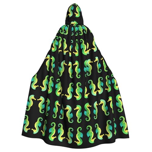 WHJWZY Minimalistischer Halloween-Kapuzenumhang mit Seepferdchen-Motiv, für Damen und Herren, für Partys, Abschlussbälle WHJWZY Minimalistischer Halloween-Kapuzenumhang mit Seepferdchen-Motiv, für Damen und Herren, für Partys, Abschlussbälle von WHJWZY
