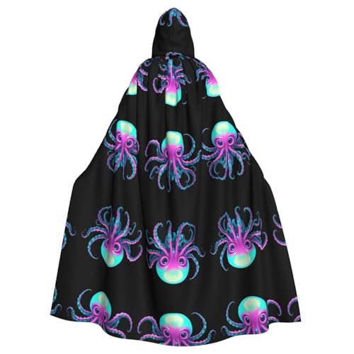 WHJWZY Neon Kraken Core Picture Aldult Halloween Kapuzenumhang für Männer und Frauen, für Partys, Abschlussbälle von WHJWZY