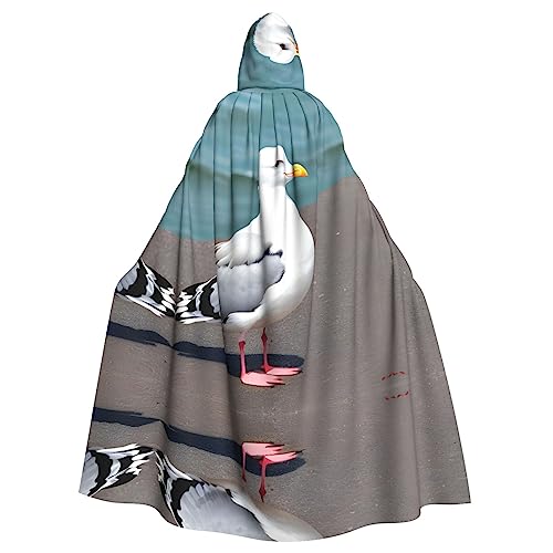 WHJWZY Niedlicher Halloween-Kapuzenumhang mit Möwen-Druck für Damen und Herren, für Partys, Abschlussbälle WHJWZY Niedlicher Halloween-Kapuzenumhang mit Möwen-Druck für Damen und Herren, für Partys, Abschlussbälle von WHJWZY