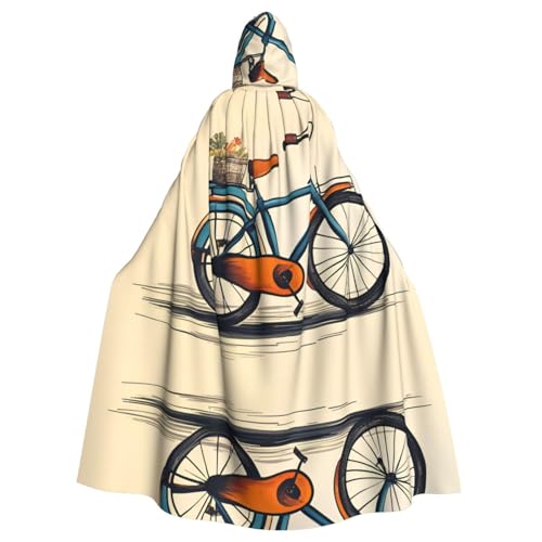 WHJWZY Retro-Fahrrad-Umhang mit Kapuze für Damen und Herren, Aldult bedruckt, für Partys und Abschlussball von WHJWZY