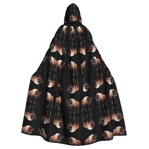 WHJWZY Riesiger Halloween-Kapuzenumhang mit Bison-Druck, für Damen und Herren, für Partys, Abschlussbälle WHJWZY Riesiger Halloween-Kapuzenumhang mit Bison-Druck, für Damen und Herren, für Partys, Abschlussbälle von WHJWZY