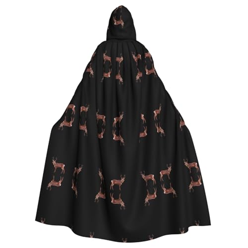 WHJWZY Roter Hirsch mit rückblickendem Muster, Aldult Halloween-Kapuzenumhang für Männer und Frauen, für Partys, Abschlussbälle WHJWZY Roter Hirsch mit rückblickendem Muster, Aldult Halloween-Kapuzenumhang für Männer und Frauen, für Partys, Abschlussbälle von WHJWZY