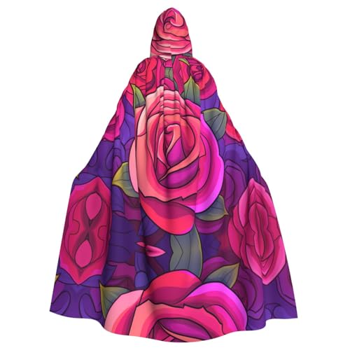 WHJWZY Roter lila Rosen-Druck, Aldult Halloween-Kapuzenumhang für Männer und Frauen, für Partys, Abschlussbälle WHJWZY Roter lila Rosen-Druck, Aldult Halloween-Kapuzenumhang für Männer und Frauen, für Partys, Abschlussbälle von WHJWZY