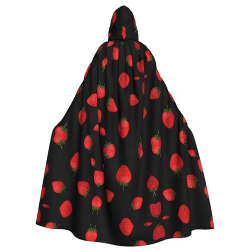 WHJWZY Roter verführerischer Erdbeer-Druck Aldult Halloween-Kapuzenumhang für Männer und Frauen, für Partys, Abschlussbälle WHJWZY Roter verführerischer Erdbeer-Druck Aldult Halloween-Kapuzenumhang für Männer und Frauen, für Partys, Abschlussbälle von WHJWZY