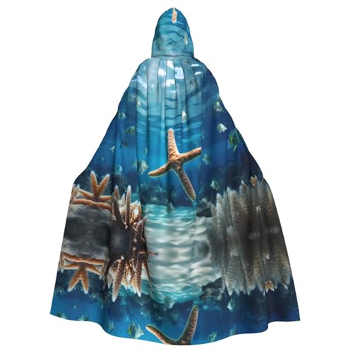 WHJWZY Schöner Halloween-Kapuzenumhang mit Seestern-Druck, für Damen und Herren, für Partys, Abschlussbälle WHJWZY Schöner Halloween-Kapuzenumhang mit Seestern-Druck, für Damen und Herren, für Partys, Abschlussbälle von WHJWZY
