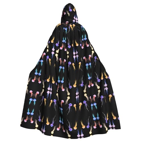 WHJWZY Schwebender Quallen-Druck, Aldult Halloween-Kapuzenumhang für Männer und Frauen, für Partys, Abschlussbälle WHJWZY Schwebender Quallen-Druck, Aldult Halloween-Kapuzenumhang für Männer und Frauen, für Partys, Abschlussbälle von WHJWZY