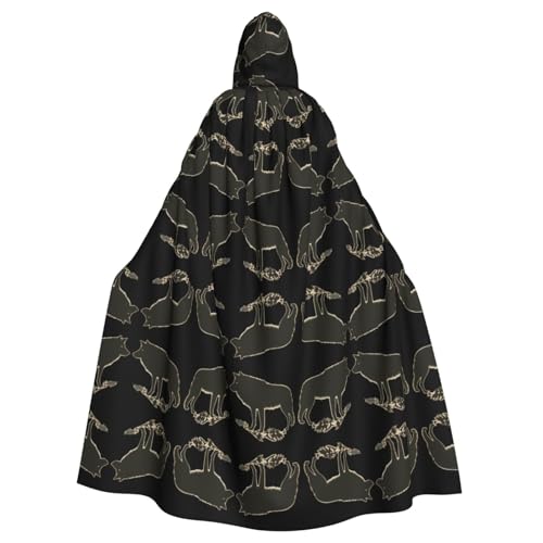 WHJWZY Timberwolf-Silhouetten-Umhang mit Kapuze für Damen und Herren, für Partys, Abschlussbälle von WHJWZY