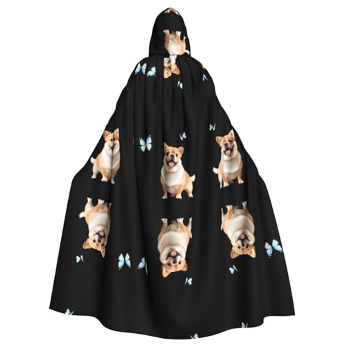 WHJWZY Umhang mit Kapuze für Damen und Herren, Motiv: fettes Hund und kleiner Schmetterling, Aldult WHJWZY Umhang mit Kapuze für Damen und Herren, Motiv: fettes Hund und kleiner Schmetterling, Aldult von WHJWZY