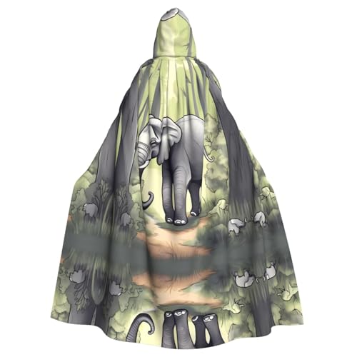 WHJWZY Umhang mit Kapuze für Damen und Herren, Motiv: wandernder Elefant, bedruckt, Aldult WHJWZY Umhang mit Kapuze für Damen und Herren, Motiv: wandernder Elefant, bedruckt, Aldult von WHJWZY