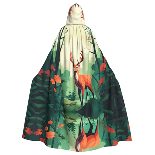 WHJWZY Umhang mit Kapuze für Damen und Herren, Rehkitz-Illustrationsdruck, Aldult, Halloween-Kapuzenumhang für Partys und Abschlussbälle WHJWZY Umhang mit Kapuze für Damen und Herren, Rehkitz-Illustrationsdruck, Aldult, Halloween-Kapuzenumhang für Partys und Abschlussbälle von WHJWZY