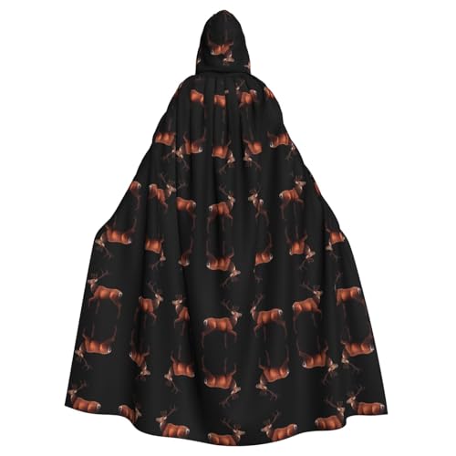WHJWZY Umhang mit Kapuze für Damen und Herren, stehendes Rotwild, Aldult WHJWZY Umhang mit Kapuze für Damen und Herren, stehendes Rotwild, Aldult von WHJWZY