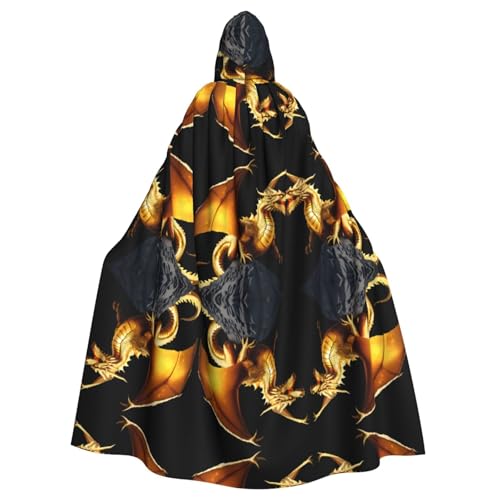 WHJWZY Umhang mit Kapuze für Damen und Herren, vulkanisches goldenes Drachenmuster, Aldult, Halloween, für Partys und Abschlussbälle WHJWZY Umhang mit Kapuze für Damen und Herren, vulkanisches goldenes Drachenmuster, Aldult, Halloween, für Partys und Abschlussbälle von WHJWZY