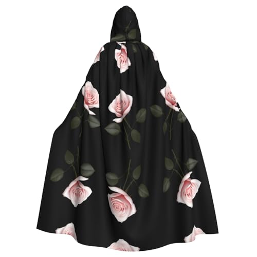 WHJWZY Umhang mit romantischem rosa Rosenmuster, Halloween-Kapuzenumhang für Männer und Frauen, für Partys, Abschlussbälle von WHJWZY
