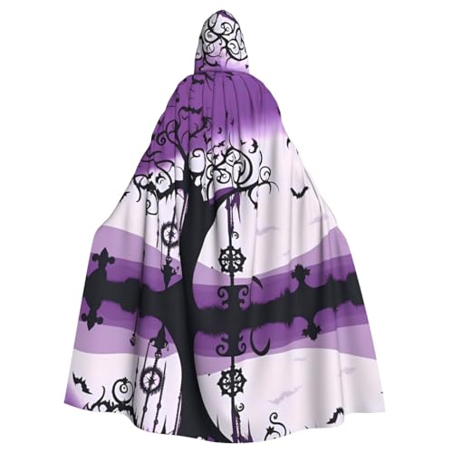 WHJWZY Violetter schwarzer Gothic-Umhang mit gruseligem Aufdruck für Halloween und Damen für Partys und Abschlussbälle von WHJWZY
