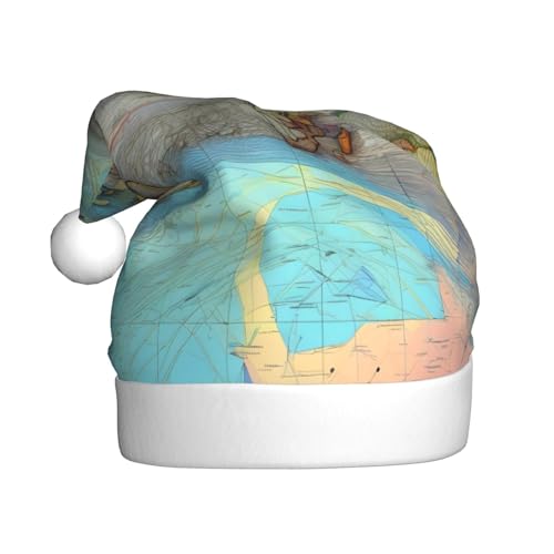 WHJWZY Weihnachtsmütze für Erwachsene, festliches Accessoire, Halloween, jährliche Zeremonien, Feiertage, Partys, Cartoon-Weltkarte bedruckt von WHJWZY