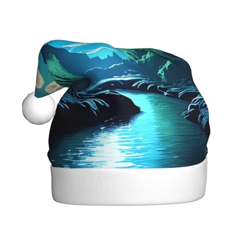 WHJWZY Weihnachtsmütze für Erwachsene, festliches Accessoire, Halloween, jährliche Zeremonien, Feiertage, Partys, Wassermondhöhlen-Drucke von WHJWZY