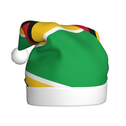 WHJWZY Weihnachtsmütze für Erwachsene, festliches Accessoire, Halloween, jährliche Zeremonien, Feiertagsfeiern, Flagge von Guyana bedruckt von WHJWZY