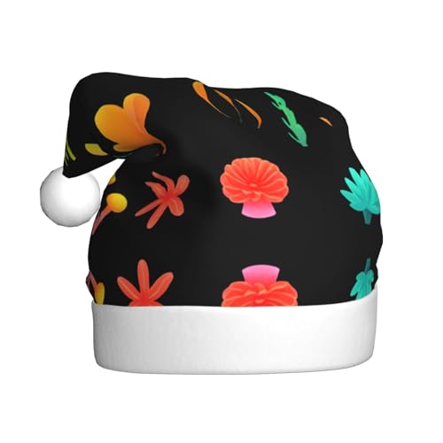 WHJWZY Weihnachtsmütze für Erwachsene, festliches Accessoire, Halloween, jährliche Zeremonien, Feiertagsfeiern, Neon-Korallenbild von WHJWZY