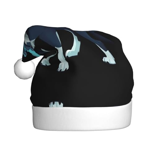 WHJWZY Weihnachtsmütze für Erwachsene, festliches Accessoire, Halloween, jährliche Zeremonien, Feiertagsfeiern, Topo-Karte, Wolfspack-Muster von WHJWZY