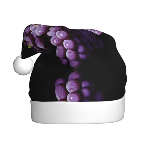 WHJWZY Weihnachtsmütze für Erwachsene, festliches Accessoire, Halloween, jährliche Zeremonien, Feiertagsfeiern, violettes Traubenmuster von WHJWZY