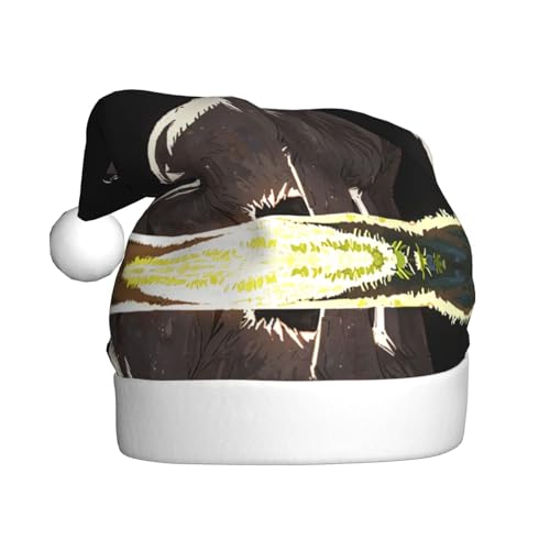 WHJWZY Weihnachtsmütze für Erwachsene – festliches Accessoire, Halloween, jährliche Zeremonien, Feiertage, Partys, Wolf auf dem Rasen. Muster von WHJWZY
