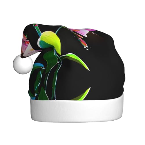 WHJWZY Weihnachtsmütze für Erwachsene – festliches Accessoire, Halloween, jährliche Zeremonien, Feiertagsfeiern, Aquarell-Orchideen-Muster von WHJWZY