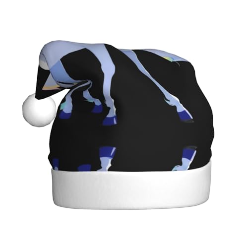 WHJWZY Weihnachtsmütze für Erwachsene – festliches Accessoire, Halloween, jährliche Zeremonien, Feiertagsfeiern, Einhorn-Silhouetten-Muster von WHJWZY