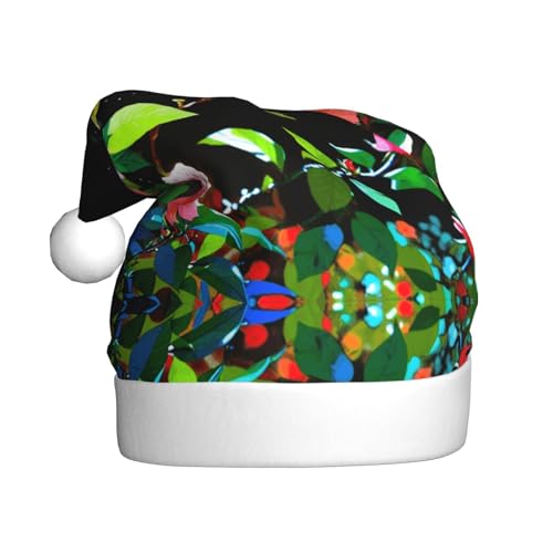 WHJWZY Weihnachtsmütze für Erwachsene – festliches Accessoire, Halloween, jährliche Zeremonien, Feiertagsfeiern, Rosengruppenmuster von WHJWZY