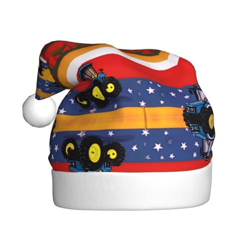 WHJWZY Weihnachtsmütze für Erwachsene – festliches Accessoire, Halloween, jährliche Zeremonien, Feiertagsfeiern, Traktor-Muster von WHJWZY