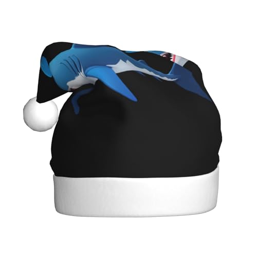 WHJWZY Weihnachtsmütze für Erwachsene – festliches Accessoire, Halloween, jährliche Zeremonien, Feiertagsfeiern, Tribal-Haifisch-Muster von WHJWZY