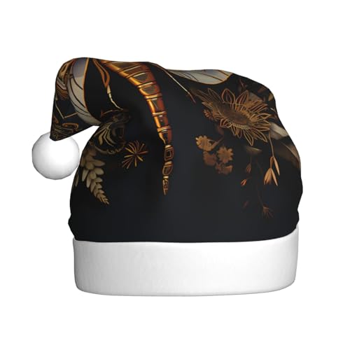 WHJWZY Weihnachtsmütze für Erwachsene – festliches Accessoire, Halloween, jährliche Zeremonien, Feiertagsfeiern, goldfarben, exquisites Libellenmuster von WHJWZY