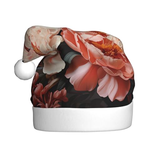 WHJWZY Weihnachtsmütze für Erwachsene – festliches Accessoire, Halloween, jährliche Zeremonien, Feiertagsfeiern, hellweiße Pfingstrosen von WHJWZY