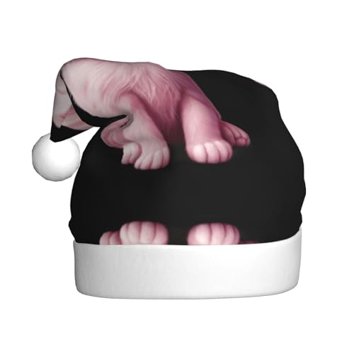 WHJWZY Weihnachtsmütze für Erwachsene – festliches Accessoire, Halloween, jährliche Zeremonien, Feiertagsfeiern, lächelndes Kätzchen-Muster von WHJWZY