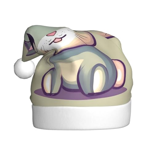 WHJWZY Weihnachtsmütze für Erwachsene – festliches Accessoire, Halloween, jährliche Zeremonien, Feiertagsfeiern, niedlicher kleiner Hase von WHJWZY